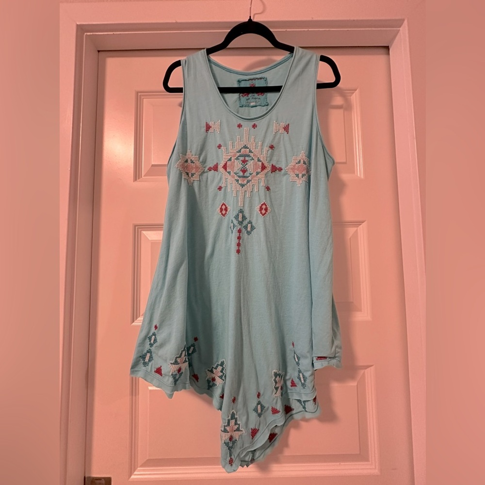 JW Los Angeles Embroidered Tank Tunic Top XL – Boho Southwestern Festival Style